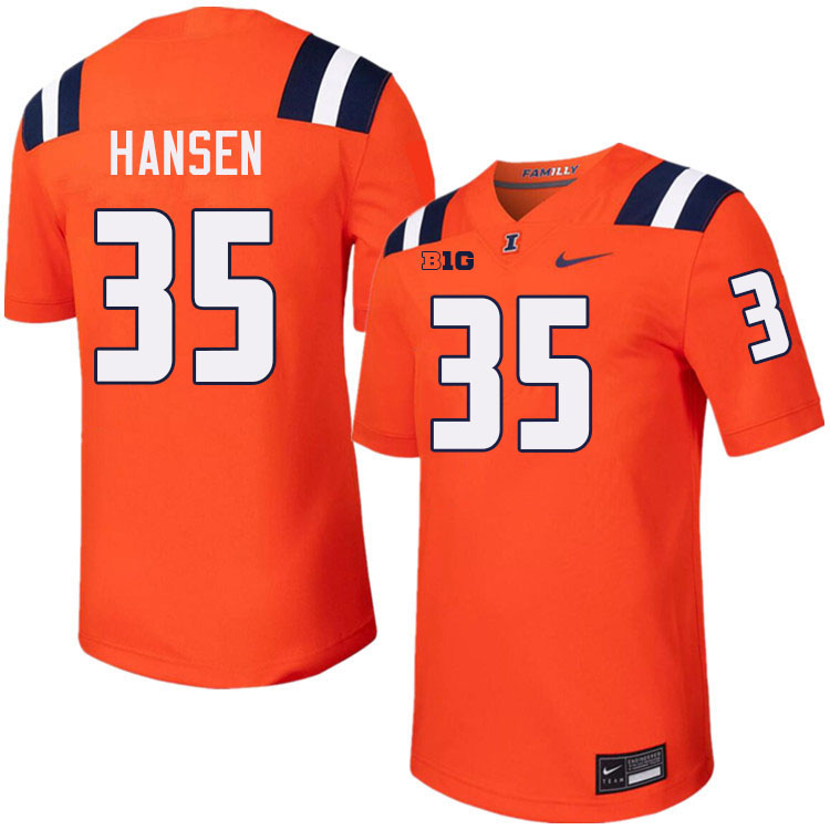 #35 Jake Hansen Illinois Fighting Illini Football Jersey,Uniforms-Orange